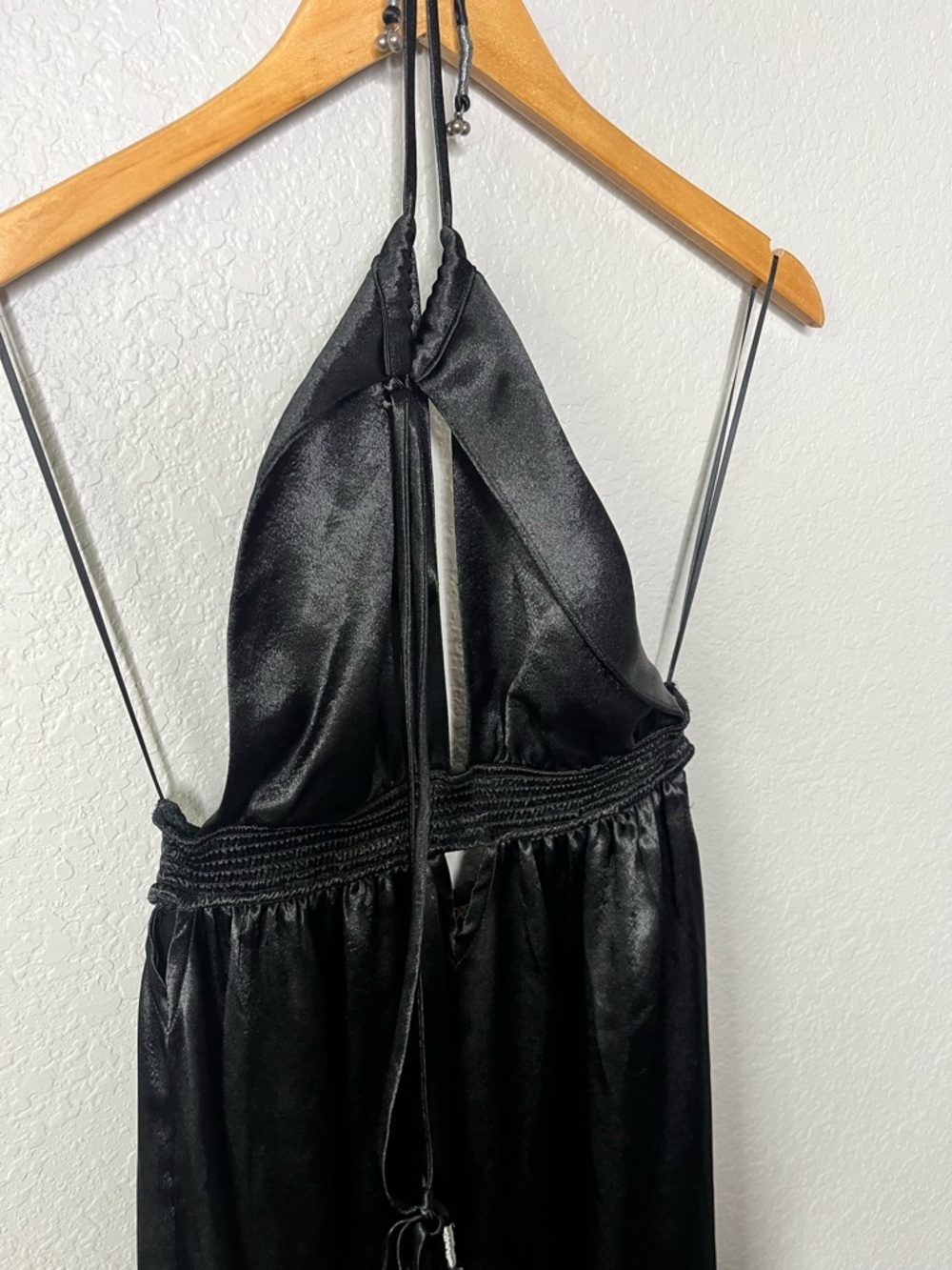 Free People Look Into The Sun Satin Cutouts Halter Gown Maxi Dress Black XS - Picture 5 of 12